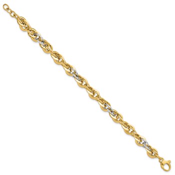Leslie's 14K Two-tone Polished D/C Fancy Link Bracelet — alternate view