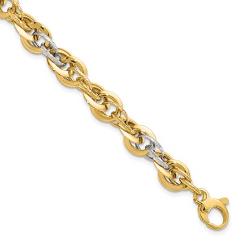 Leslie's 14K Two-tone Polished D/C Fancy Link Bracelet