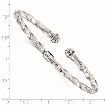 Leslie's 14K White Gold Polished Textured Hinge Cuff Bangle — alternate view
