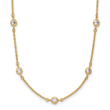 Leslie's 14K Polished CZ Station with 2in ext. Necklace