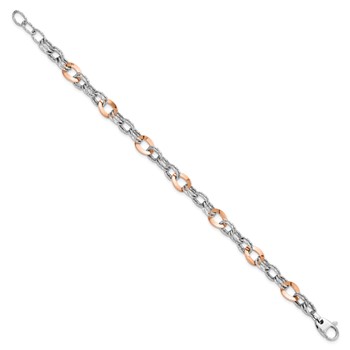 Leslie's 14K Rose and White Gold Polished D/C Fancy Link Bracelet — alternate view