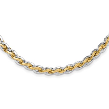 Leslie's 14K Two-tone Polished Fancy Link with .5in ext. Necklace