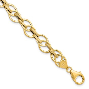Leslie's 14K Polished and Textured Fancy Link Bracelet