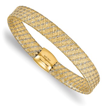 Leslie's 14K w/Rhodium Polished Mesh Stretch Bracelet