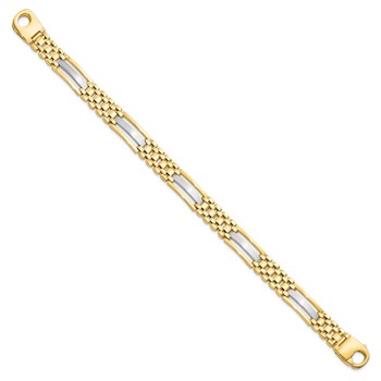 Leslie's 14K Two-tone Polished and Satin Men's Bracelet — alternate view