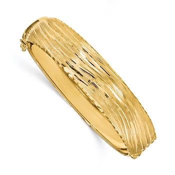 Leslie's 14K Polished and Textured Hinged Bangle