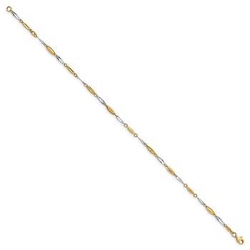 Leslie's 14K Two-tone Polished Fancy 9 inch Plus 1 inch Extender - Total 10 inch Anklet — alternate view