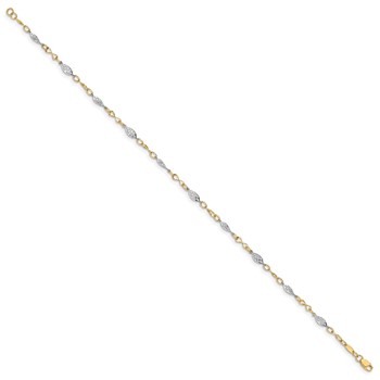 Leslie's 14K Two-tone Fancy Link 9 inch Plus 1 inch Extender - Total 10 inch Anklet — alternate view