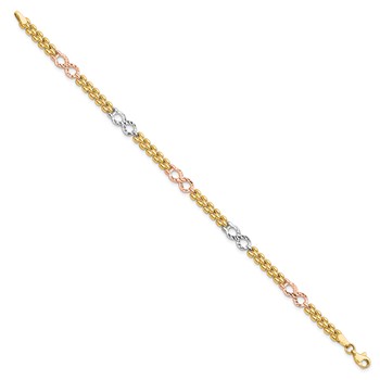 Leslie's 14K Tri-color Polished and Textured Infinity Fancy Bracelet — alternate view