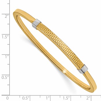 Leslie's 14K w/Rhodium Polished & Textured Pull Apart Bangle — alternate view