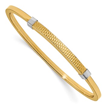 Leslie's 14K w/Rhodium Polished & Textured Pull Apart Bangle