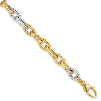 Leslie's 14K Two-tone Polished Fancy Link Bracelet