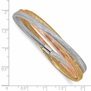 Leslie's 14k w/ Wht Rhodium and Rose Gold-plating Stretch Bracelet — alternate view