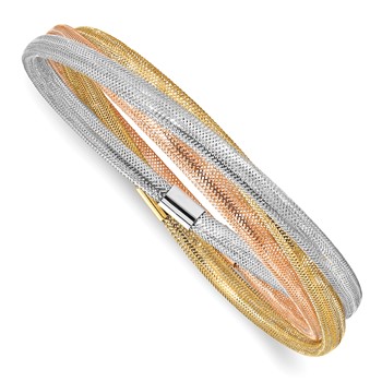 Leslie's 14k w/ Wht Rhodium and Rose Gold-plating Stretch Bracelet