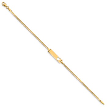 14k Polished Solid Chain/Solid Plate Curb Link Cut-out Heart 20x5mm Plate 8 inch ID Bracelet — alternate view
