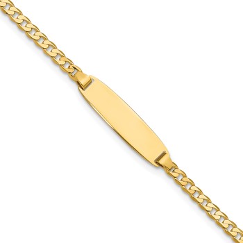 14k Polished Solid Chain/Solid Plate Curb Link 19.5x5.5mm Plate 8 inch ID Bracelet