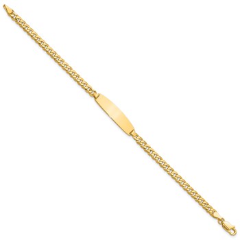 14k Polished Solid Chain/Solid Plate Flat Curb Link Rounded 32.5x7.4mm Plate 8 inch ID Bracelet — alternate view