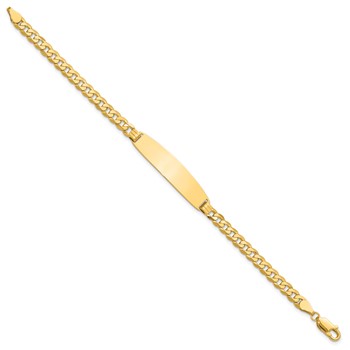14k Polished Solid Chain/Solid Plate Curb Link Rounded 35x8.5mm Plate 7 inch ID Bracelet — alternate view
