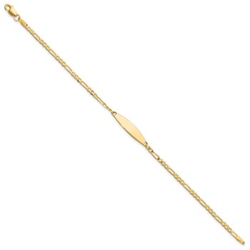 14k Polished Solid Chain/Solid Plate Figaro Link 24.6x5.5mm Plate 8 inch ID Bracelet — alternate view