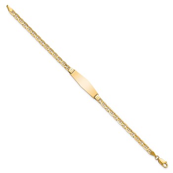 14k Polished Solid Chain/Solid Plate Anchor Link Soft Diamond Shape 24.5x7.5mm Plate 7 inch ID Bracelet — alternate view