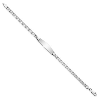 14k White Gold Polished Solid Chain/Solid Plate Flat Curb Link Soft Diamond Shape 25.5x7.5mm Plate 7 inch ID Bracelet — alternate view