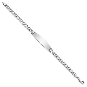 14k White Gold Polished Solid Chain/Solid Plate Flat Curb Link Soft Diamond Shape 33x10mm Plate 7 inch ID Bracelet — alternate view