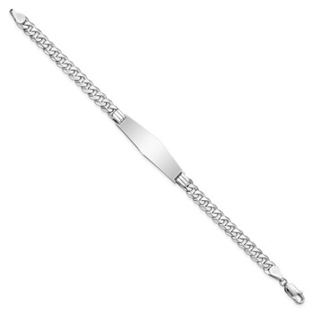 14k WG Flat Curb Link Soft Diamond Shape ID Bracelet — alternate view