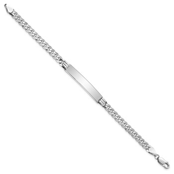 14k White Gold Polished Solid Chain/Solid Plate Flat Curb Link 34x7mm Plate 7 inch ID Bracelet — alternate view