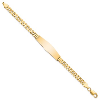 14k Polished Solid Chain/Solid Plate Curb Link Soft Diamond Shape 37.5x10mm Plate 8 inch ID Bracelet — alternate view