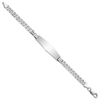 14k White Gold Polished Solid Chain/Solid Plate Flat Curb Link Soft Diamond Shape 38.5x10mm Plate 8 inch ID Bracelet — alternate view