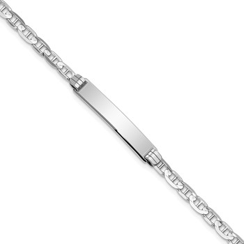 14k White Gold Polished Solid Chain/Solid Plate Anchor Link 25.5x4.8mm Plate 8 inch ID Bracelet