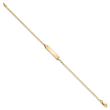 14k Polished Solid Chain/Solid Plate Flat Curb Link 19.5x3.5mm Plate 7 inch ID Bracelet — alternate view