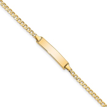 14k Polished Solid Chain/Solid Plate Flat Curb Link 22.5x4.5mm Plate 8 inch ID Bracelet