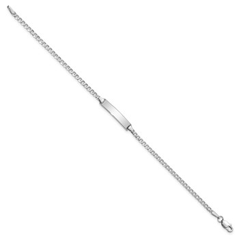 14k White Gold Polished Solid Chain/Solid Plate Flat Curb Link 19.5x4.3mm Plate 7 inch ID Bracelet — alternate view
