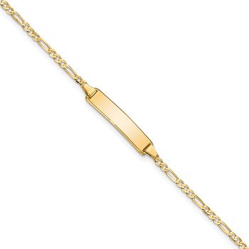 14k Polished Solid Chain/Solid Plate Flat Figaro Link 19.5x4.5mm Plate 8 inch ID Bracelet