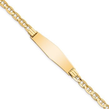 14k Polished Solid Chain/Solid Plate Anchor Link Soft Diamond Shape 33x9.8mm Plate 8 inch ID Bracelet