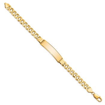 14k Polished Solid Chain/Solid Plate Flat Curb Link 37x9mm Plate 8 inch ID Bracelet — alternate view