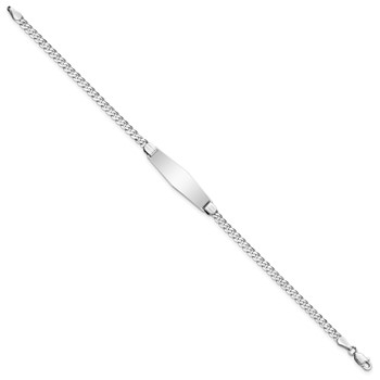 14k White Gold Polished Solid Chain/Solid Plate Flat Curb Link Soft Diamond Shape 24.5x7.5mm Plate 7 inch ID Bracelet — alternate view