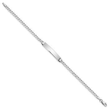14k White Gold Polished Solid Chain/Solid Plate Flat Curb Link 25.5x4.5mm Plate 8 inch ID Bracelet — alternate view