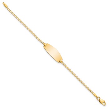 14k Polished Solid Chain/Solid Plate Curb Link Oval 18.5x8.5mm Plate 5.5 inch Baby/Child ID Bracelet — alternate view