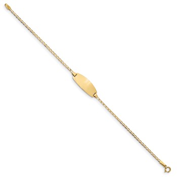 14k Polished Solid Chain/Solid Plate Curb Link Oval 18.5x8.5mm Plate 6 inch Baby/Child ID Bracelet — alternate view