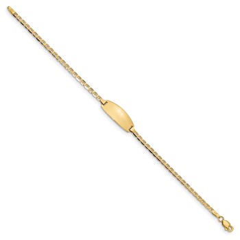 14k Polished Solid Chain/Solid Plate Anchor Link Oval 18x8mm Plate 7 inch ID Bracelet — alternate view