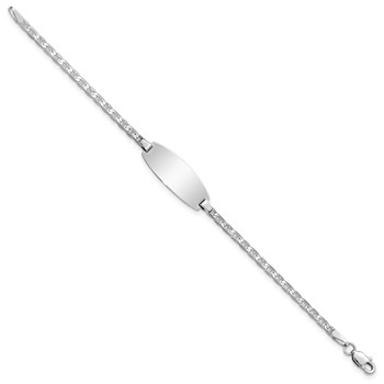 14k White Gold Polished Solid Chain/Solid Plate Anchor Link Oval 18.5x8mm Plate 5.5 inch Baby/Child ID Bracelet — alternate view