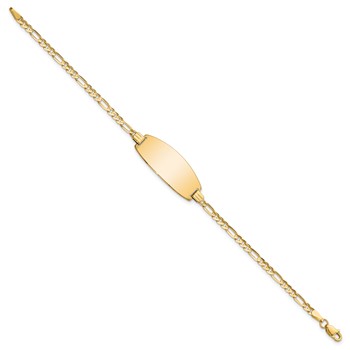 14k Polished Solid Chain/Solid Plate Figaro Link Oval 24x10.5mm Plate 7 inch ID Bracelet — alternate view