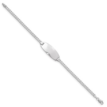 14k White Gold Polished Solid Chain/Solid Plate Curb Link Oval 24x10.5mm Plate 7 inch ID Bracelet — alternate view