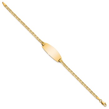 14k Polished Solid Chain/Solid Plate Anchor Link Oval 24x10.5mm Plate 7 inch ID Bracelet — alternate view