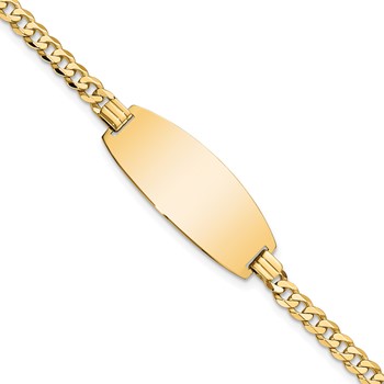 14k Polished Solid Chain/Solid Plate Curb Link Oval 27x11.5mm Plate 8 inch ID Bracelet