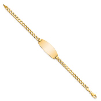 14k Polished Semi-Solid Chain/Solid Plate Curb Link Oval 27x11.5mm Plate 8 inch ID Bracelet — alternate view