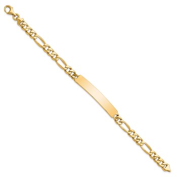 14k Hand-polished Solid Chain/Solid Plate Figaro Link 44x8.5mm Plate 8 inch ID Bracelet — alternate view