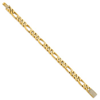 14k Hand-polished 8mm Figaro Link 1.65 carat Diamond Clasp 8 inch Bracelet — alternate view